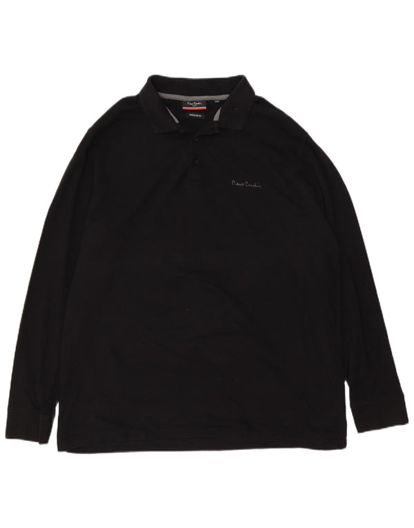 PIERRE CARDIN Polo à manches longues coupe régulière pour homme 2XL en coton noir