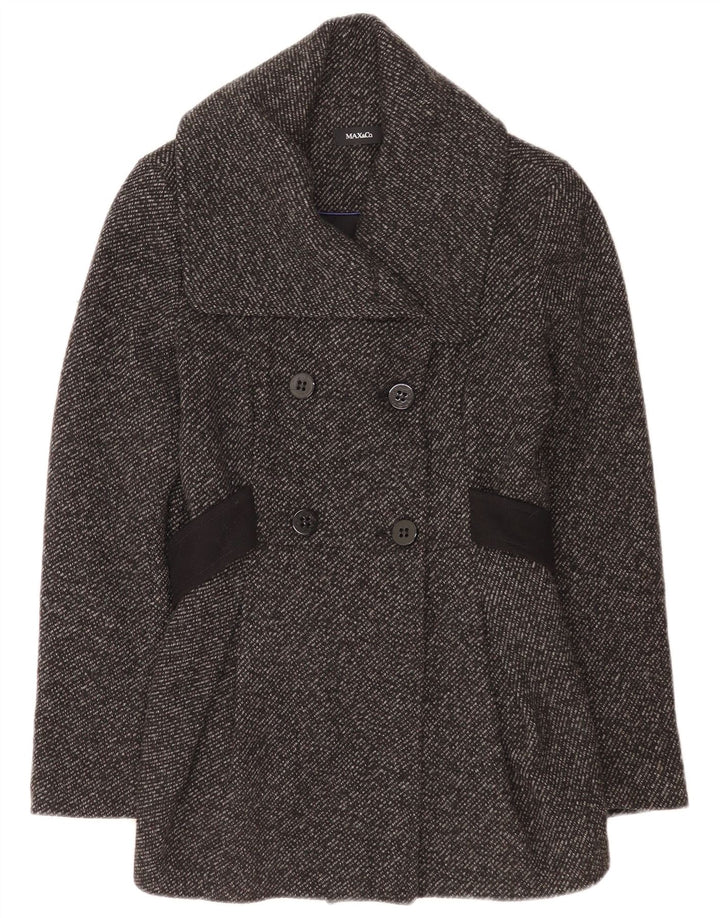 Max & Co. Manteau croisé pour femme UK 8 Petite laine mouchetée grise