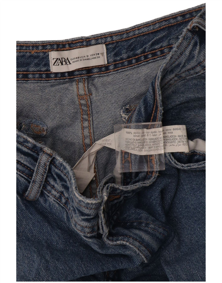 Zara Jean cargo droit pour femme EU 40 Medium W30 L31 Bleu Coton