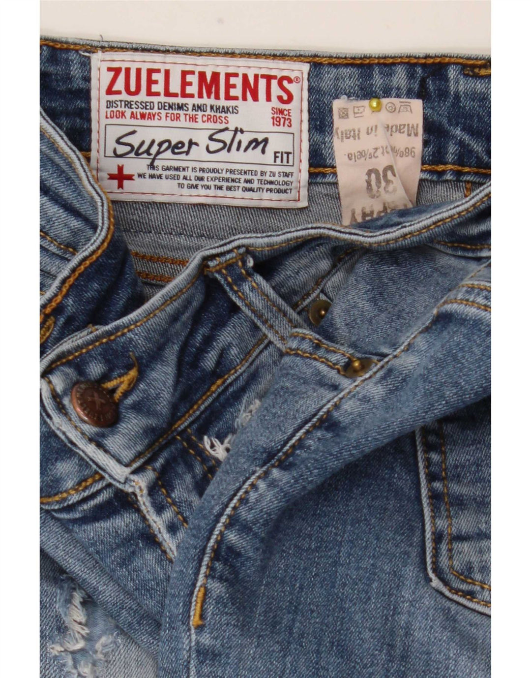 Zu Elements Jean super slim effet vieilli W30 L28 en coton bleu pour femme