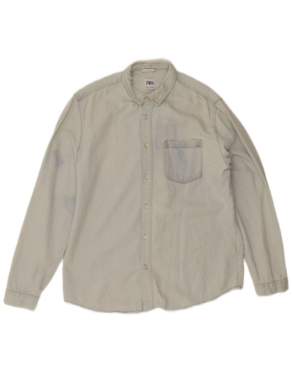 Chemise En Jean XL Bleu Coton Zara Homme
