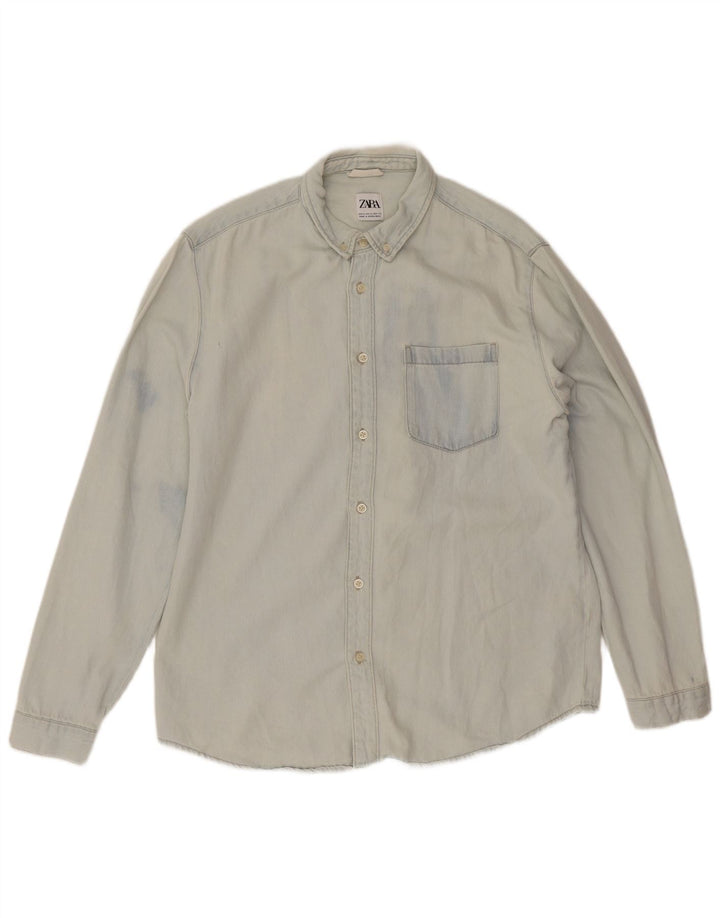 Chemise En Jean XL Bleu Coton Zara Homme