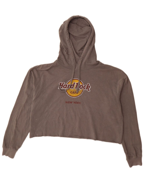 Hard Rock Cafe New York Pull à capuche surdimensionné pour femme Gris moyen UK 14