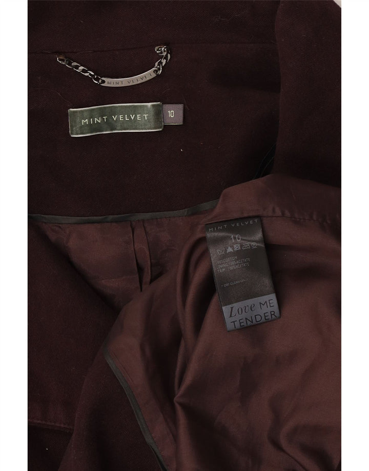 MINT VELVET Caban Femme UK 10 Petit Coton Marron