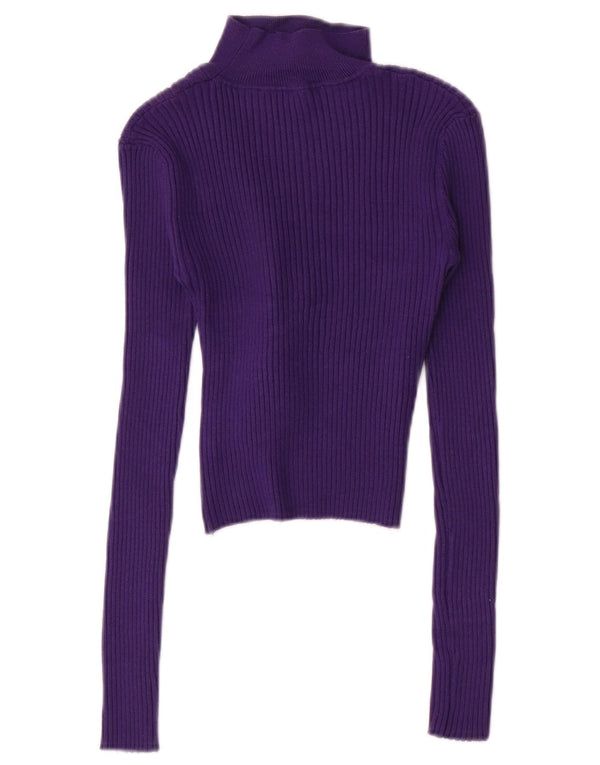 Zara Womens Crop Top Manches Longues UK 8 Small Violet Viscose