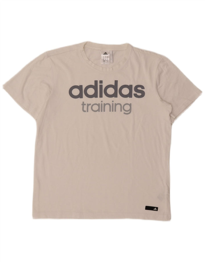 Adidas Hommes Climalite Graphic T-Shirt Top Blanc Moyen Coton