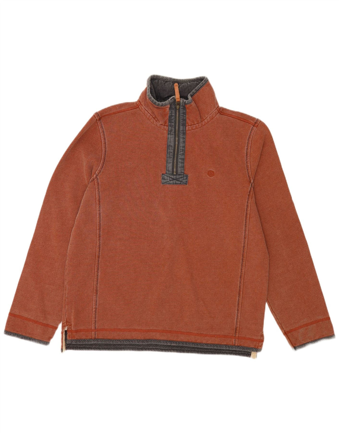 Fat Face Sweat-shirt col zippé pour homme en coton marron moyen