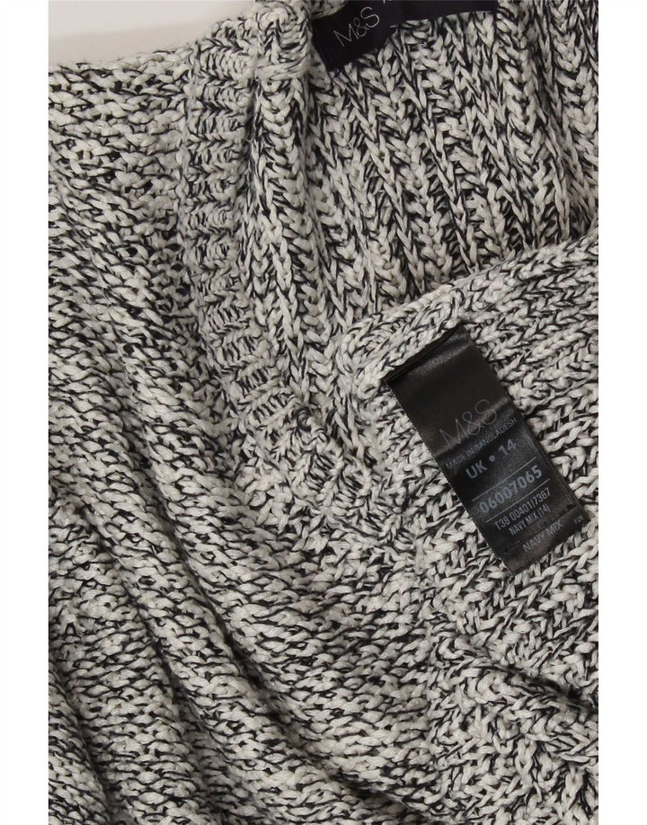 Marks & Spencer Pull col en V pour femme UK 14 Bleu marine moyen moucheté