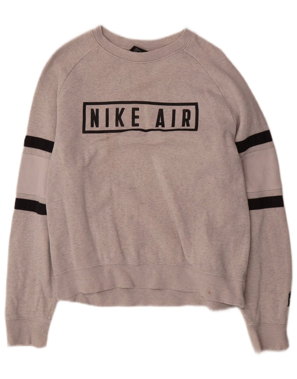 Nike Sweat-shirt surdimensionné pour femme UK 10 Petit coton moucheté gris
