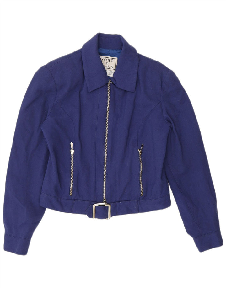 Magia Soho Bomber Jacket Femme UK 10 Petit Bleu Marine
