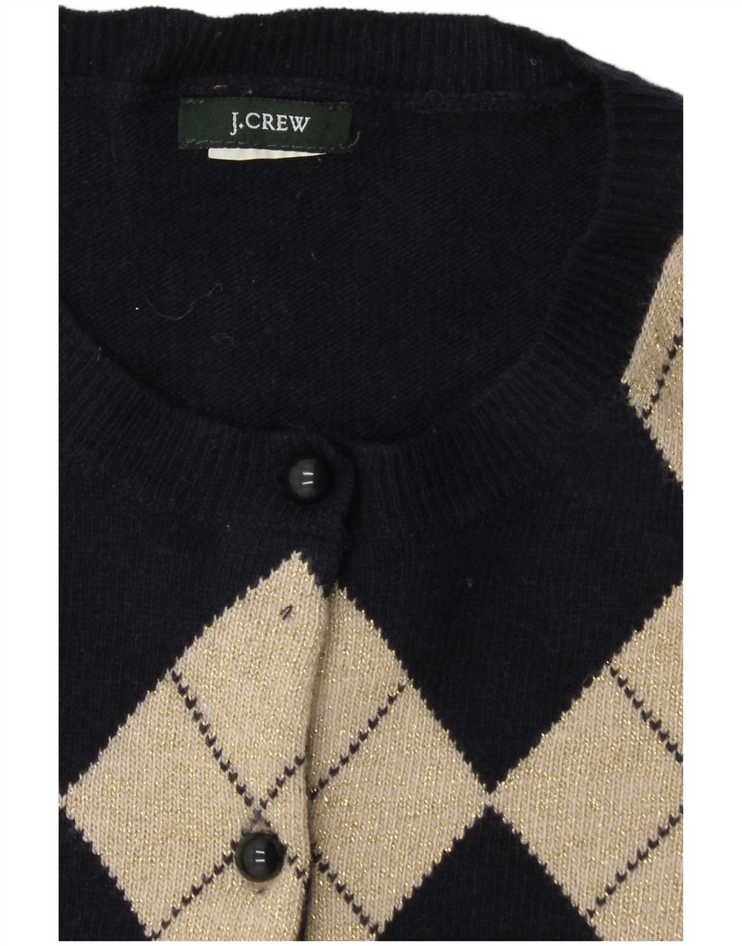J. CREW Pull Cardigan Homme UK 6 XS Bleu Marine Argyle/Diamant
