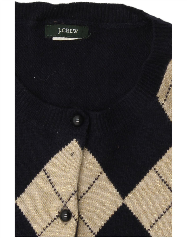 J. CREW Pull Cardigan Homme UK 6 XS Bleu Marine Argyle/Diamant