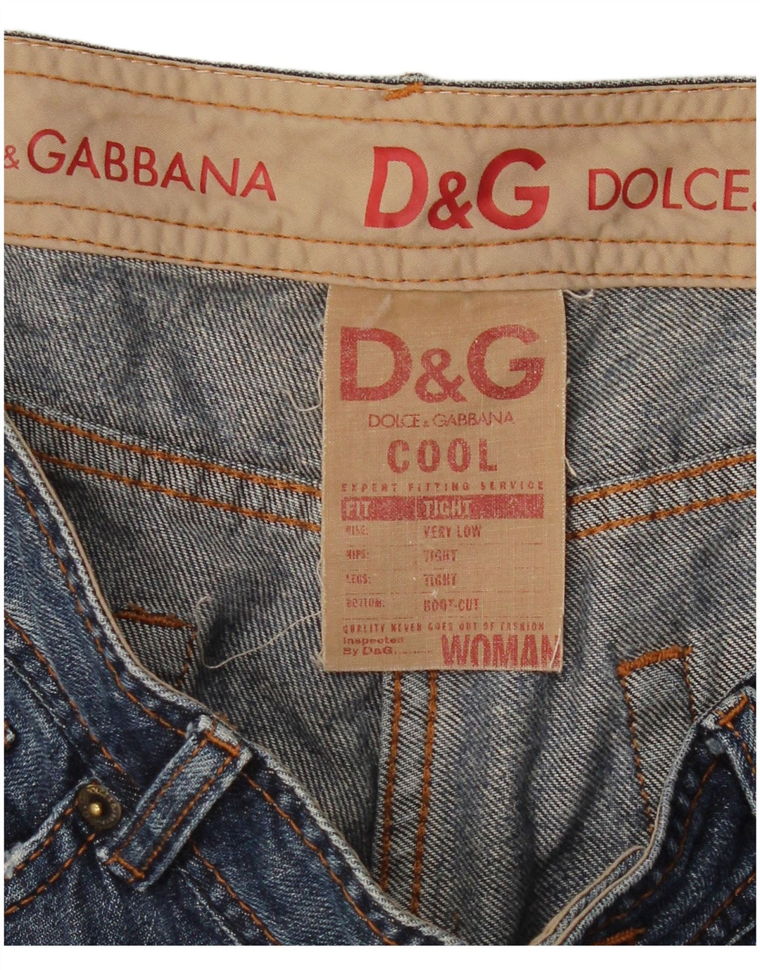 DOLCE & GABBANA Jean bootcut taille basse coupe ajustée pour femme W34 L30 Bleu
