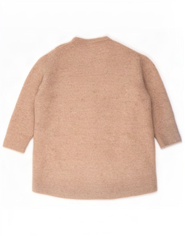 Zara Pull à manches 3/4 et col rond pour femme Beige moyen UK 14
