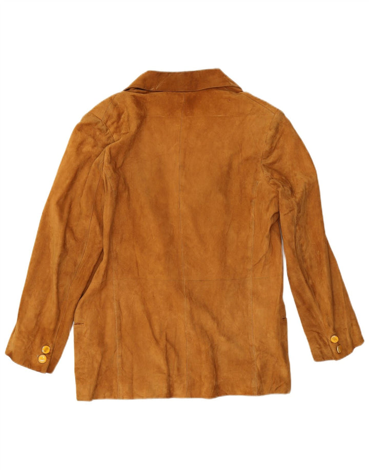 vintage Femme 2 Boutons Blazer En Daim Veste UK 12 Cuir Beige Moyen