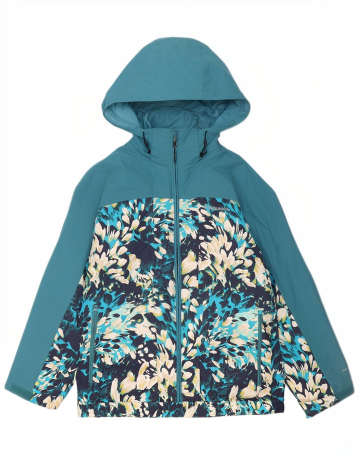 Columbia Veste coupe-vent à capuche pour femme UK 10 Petit Bleu Floral Polyester