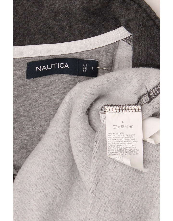 Nautica Sweat-shirt à col zippé pour homme en coton gris Taille L