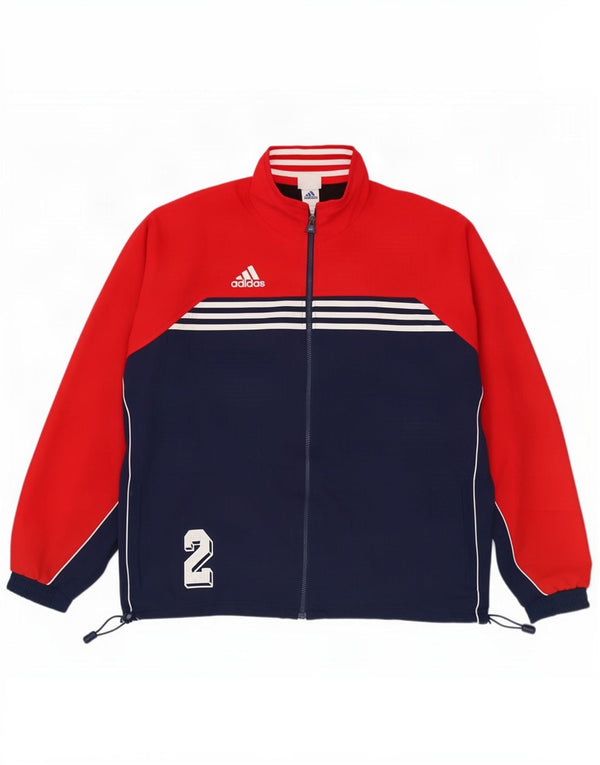 Adidas Veste de survêtement coupe ample pour homme UK 44/46 Large Rouge Colourblock