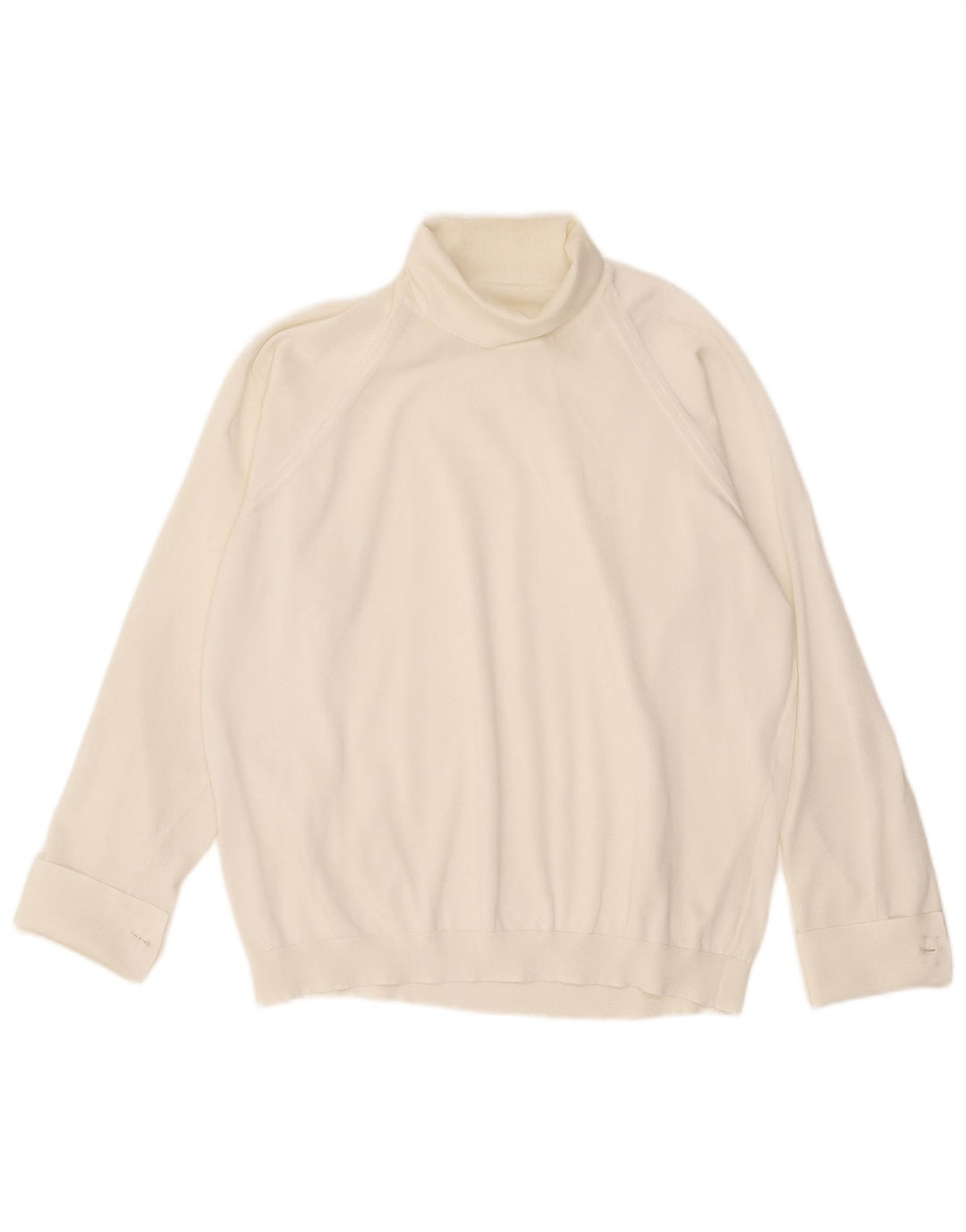 vintage Femmes Surdimensionné Manches Longues Blouse Top UK 16 Grand Blanc