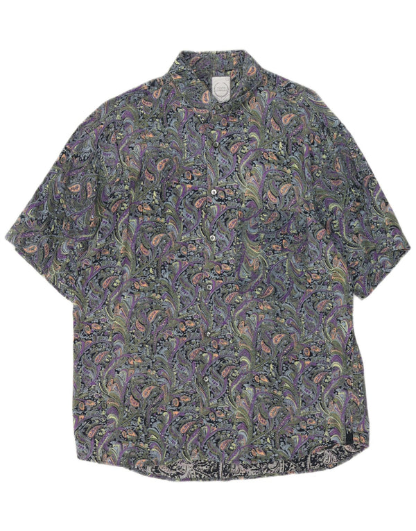 vintage Chemise à manches courtes pour hommes Grand coton Paisley multicolore