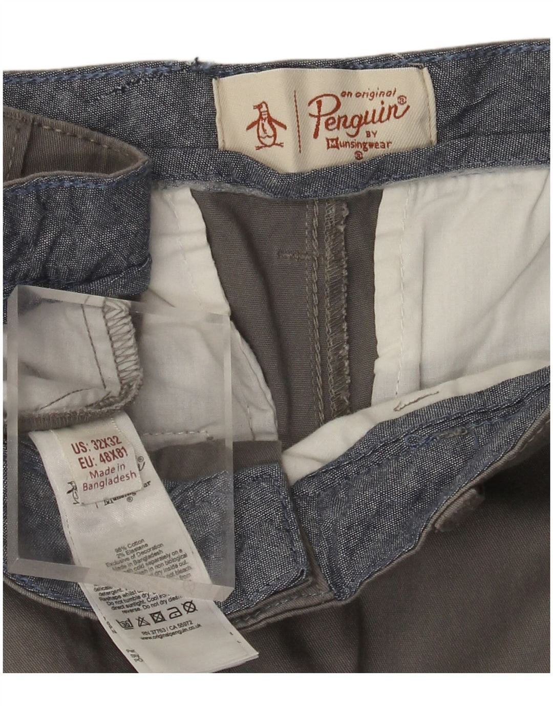 Penguin Pantalon Chino Slim Homme W32 L32 Gris Coton