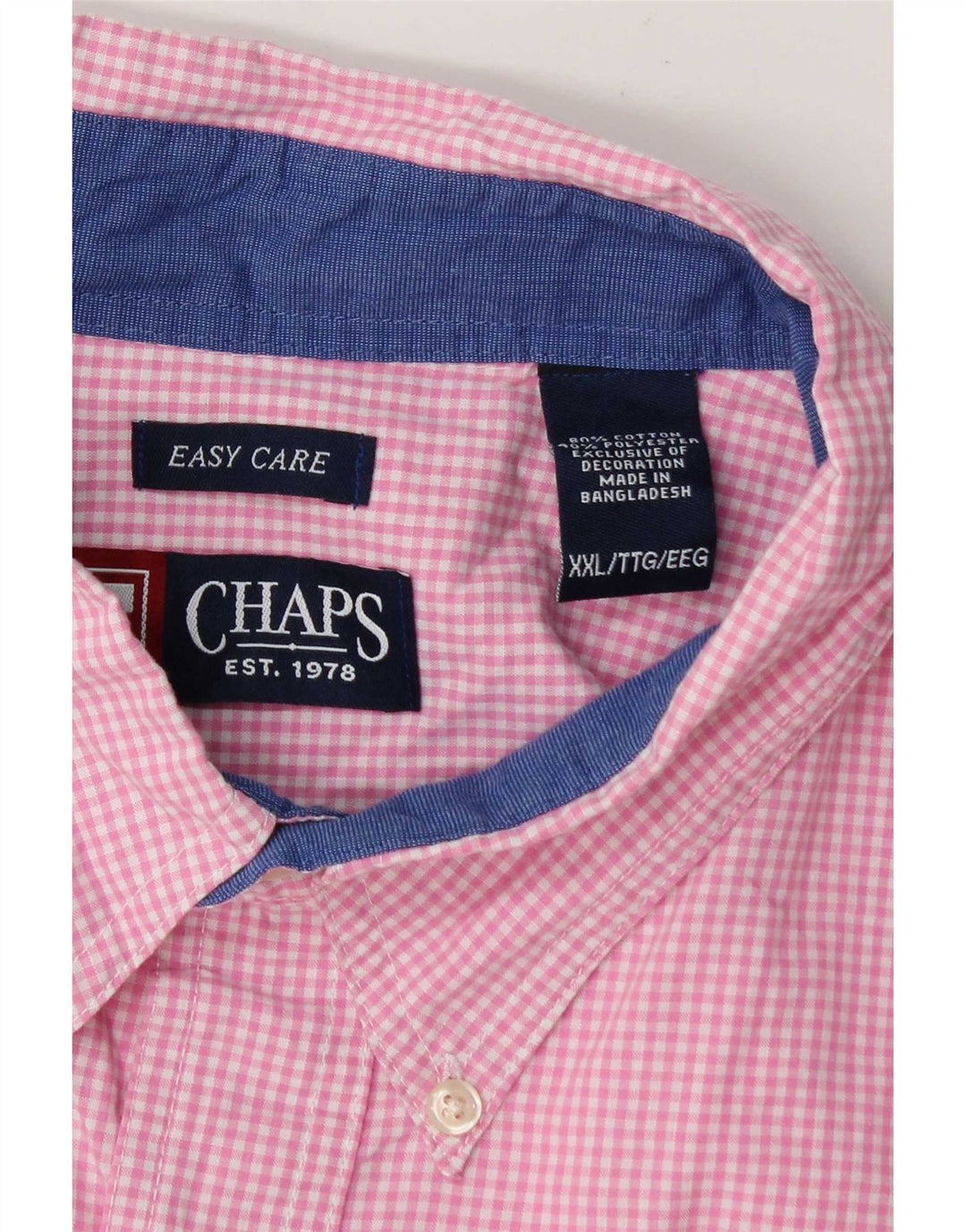 Chaps Chemise à manches courtes pour homme 2XL en coton vichy rose