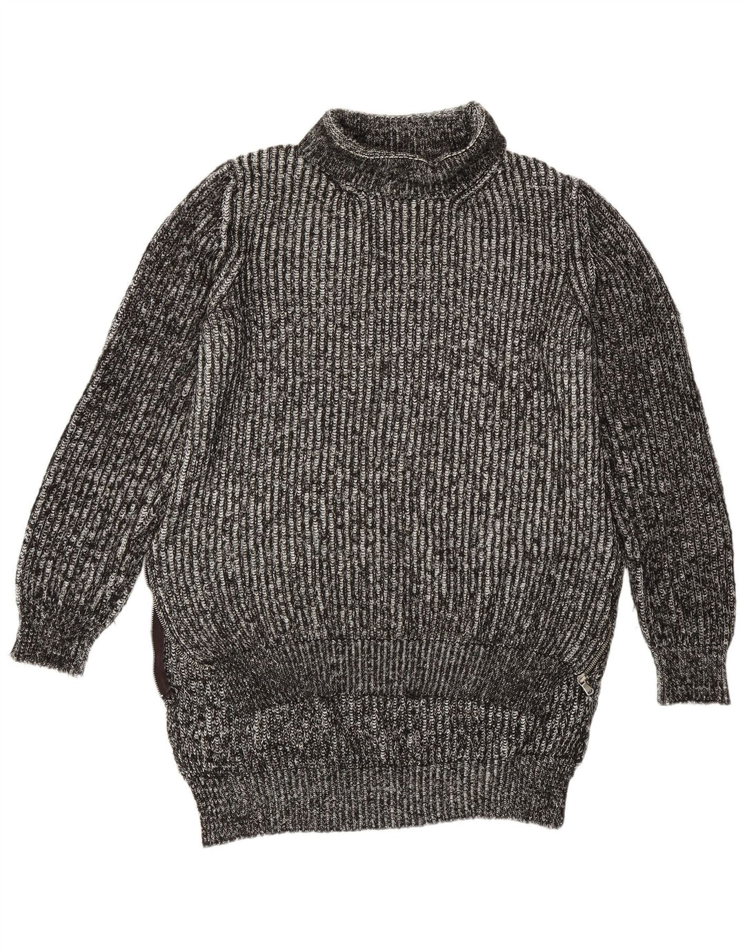 Zara Pull long à col roulé pour femme UK 14 Gris moyen moucheté