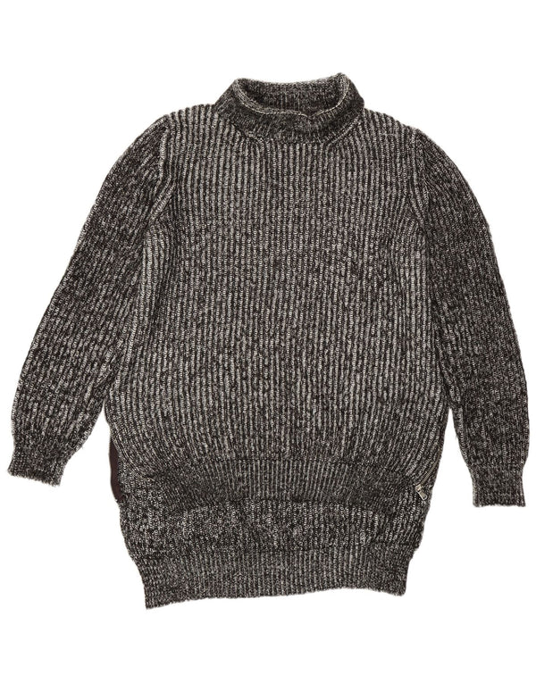 Zara Pull long à col roulé pour femme UK 14 Gris moyen moucheté