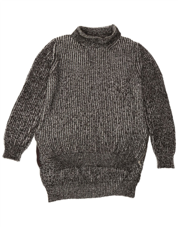 Zara Pull long à col roulé pour femme UK 14 Gris moyen moucheté