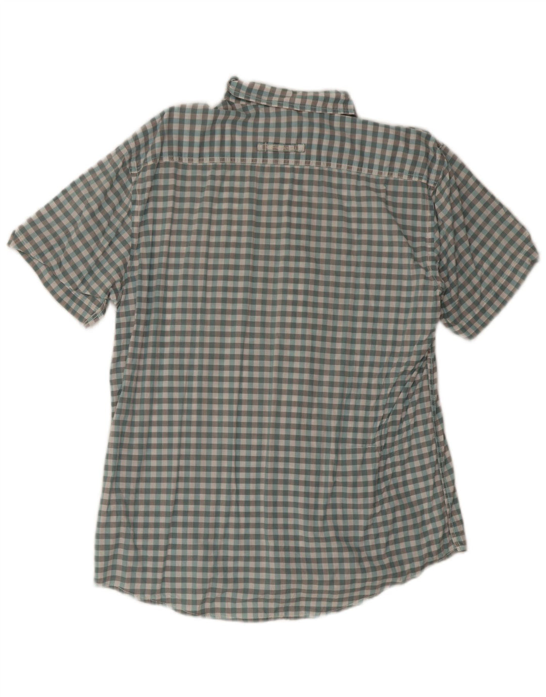 Camel Active Chemise à manches courtes pour hommes, coupe régulière, grand coton vichy bleu