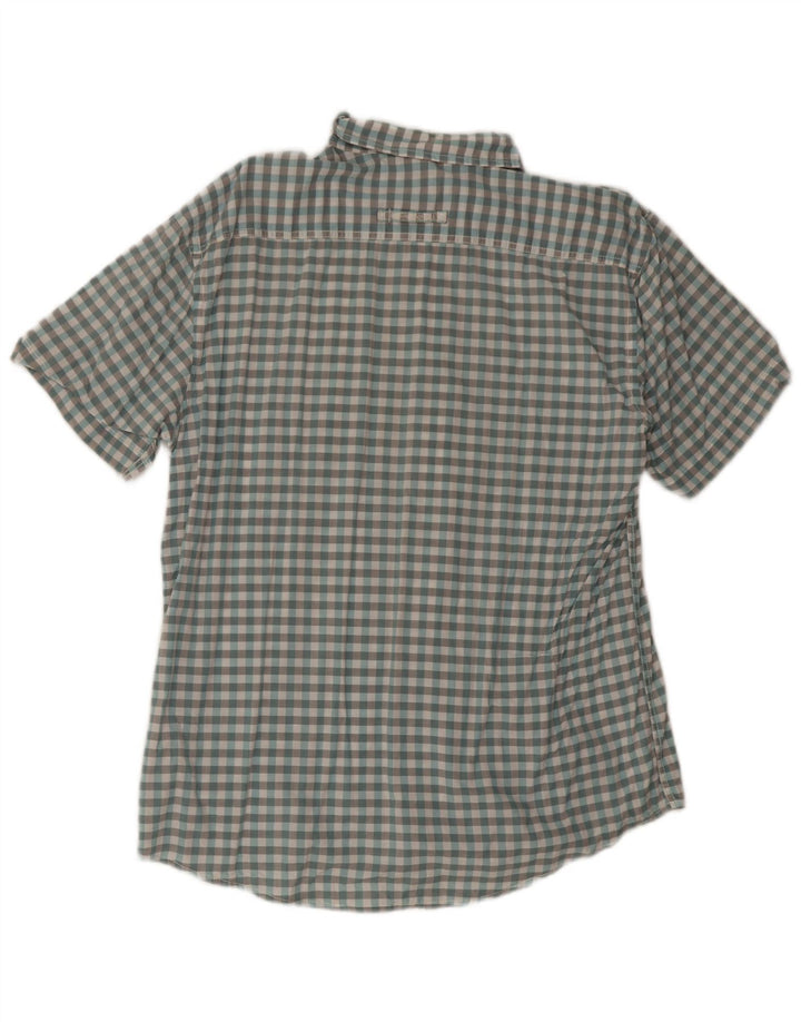 Camel Active Chemise à manches courtes pour hommes, coupe régulière, grand coton vichy bleu