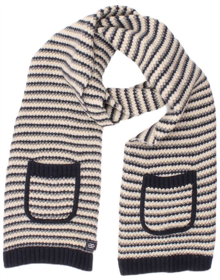 Écharpe rectangulaire en maille pour femmes Tommy Hilfiger, taille unique, bleu marine à rayures, en laine