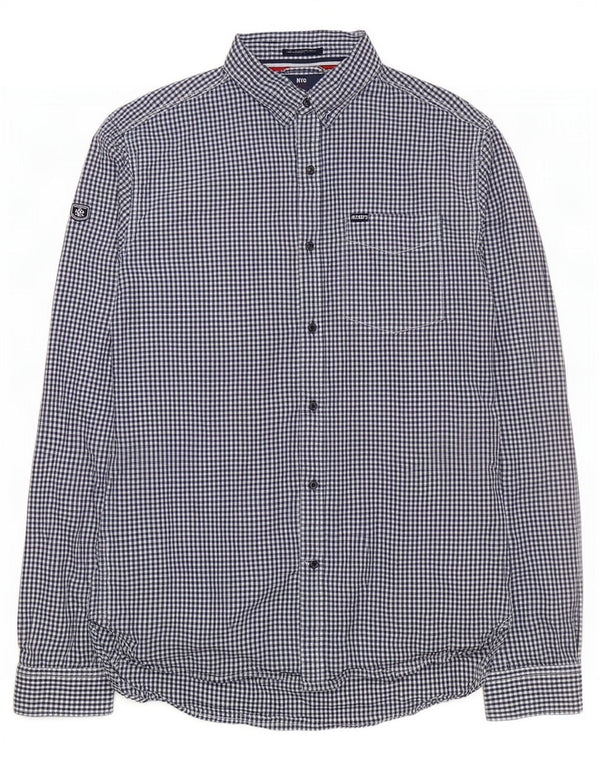 Superdry Chemise Homme Large Bleu Marine Vichy Coton