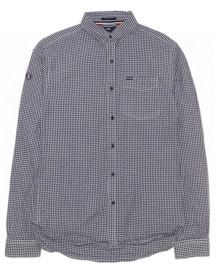 Superdry Chemise Homme Large Bleu Marine Vichy Coton