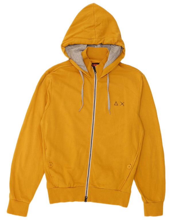 Sun68 Pull à capuche zippé pour homme en coton jaune moyen