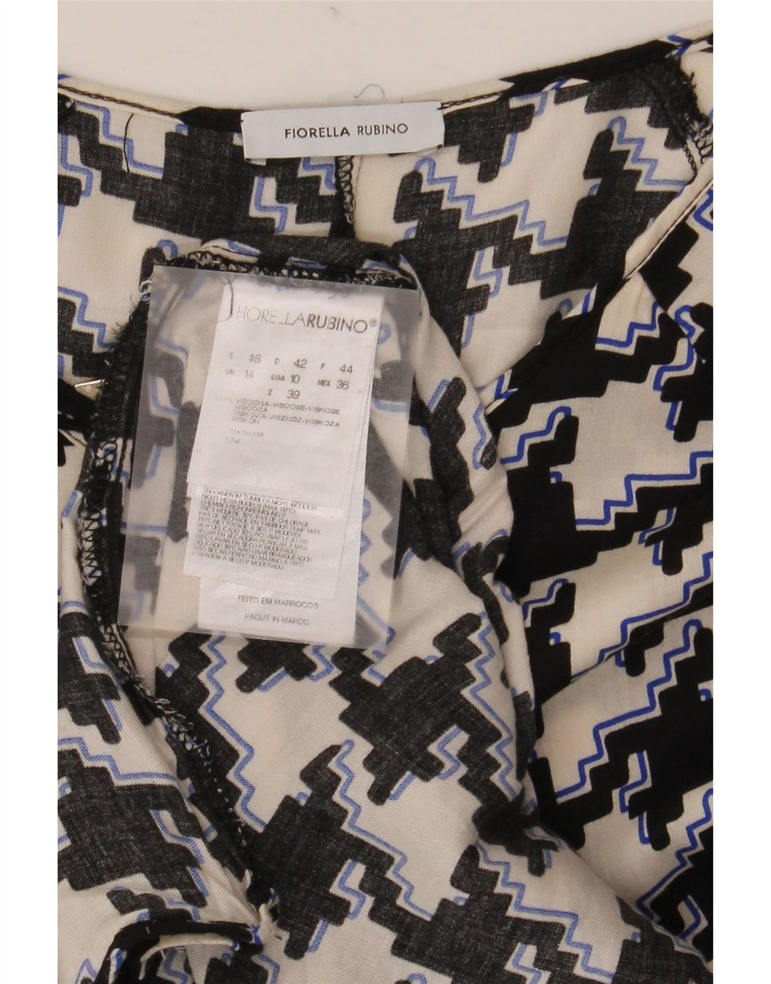 Fiorella Rubino Chemisier pour femme en viscose pied-de-poule noir moyen UK 44