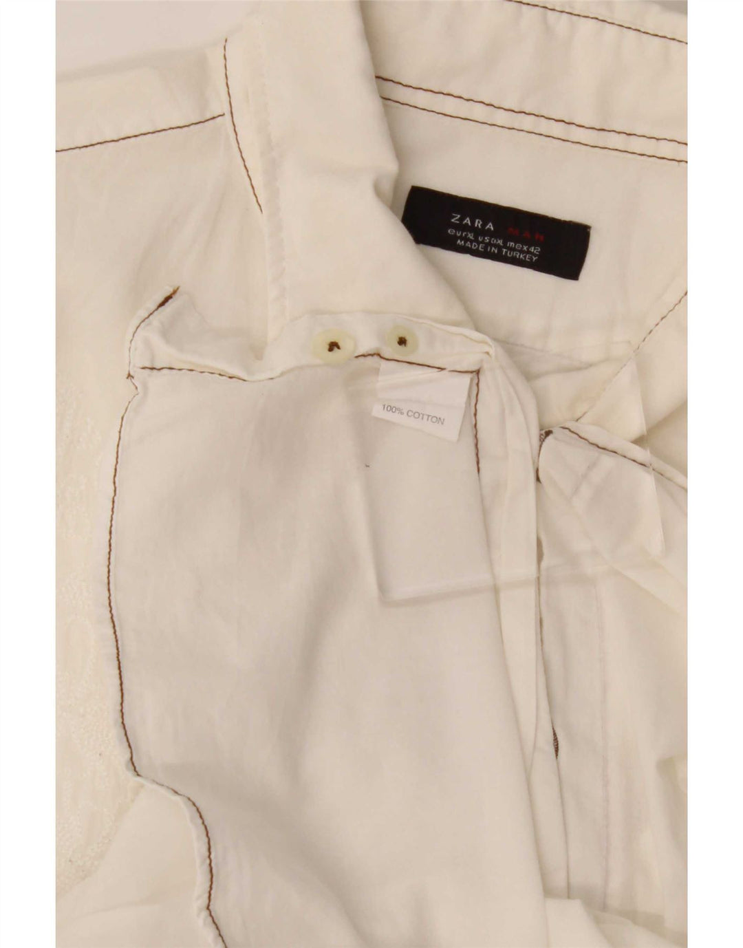 Chemise Homme Zara XL Coton Blanc