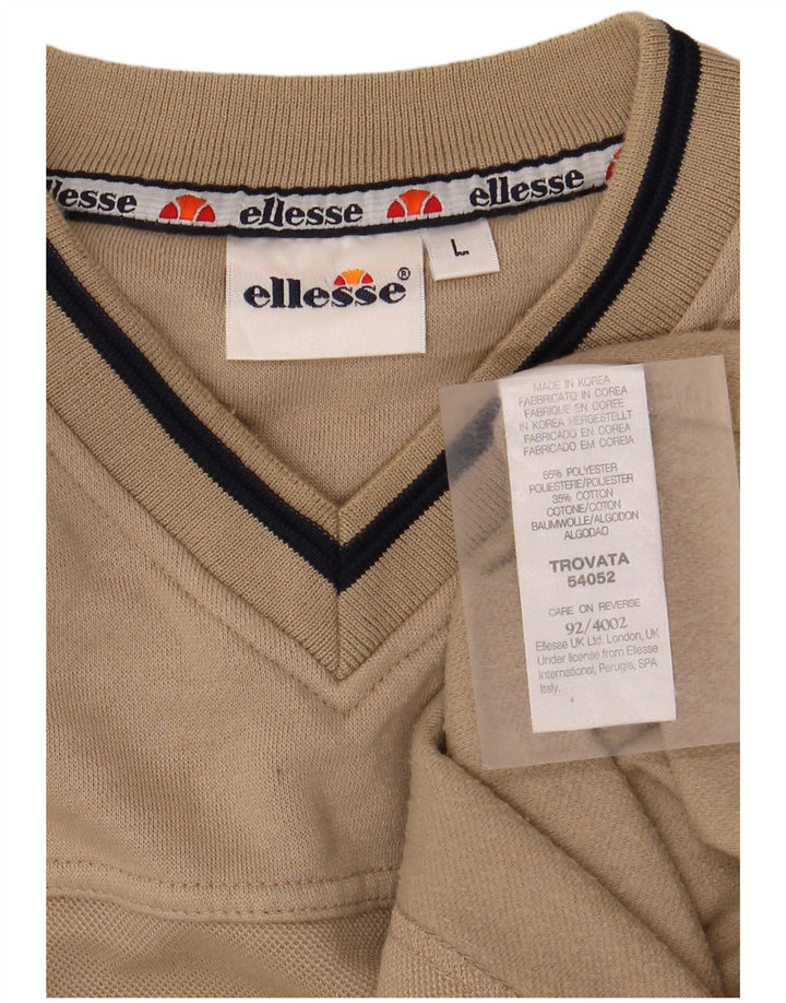 ELLESSE Sweat-Shirt Homme Large Beige Polyester