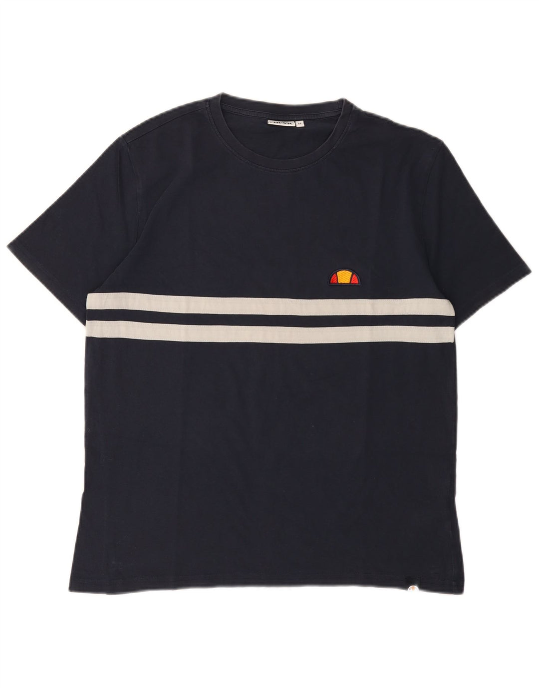 Ellesse T-Shirt Top Bleu Marine Rayé Coton Homme
