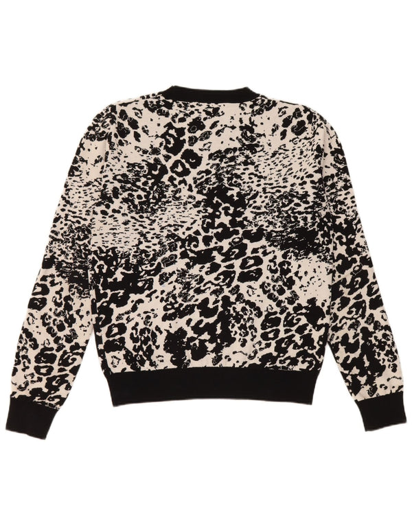Diesel Pull ras du cou pour femme UK 10 Petit imprimé animal noir