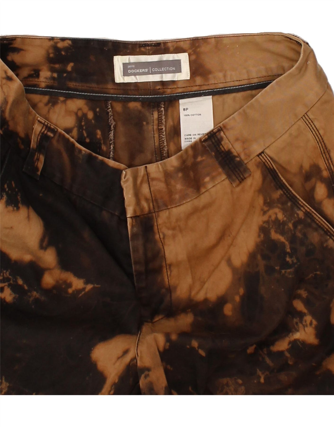 DOCKERS Womens Chino Shorts US 8 Medium W30  Brown Tie Dye Cotton Vintage Dockers and Second-Hand Dockers from Messina Hembry 