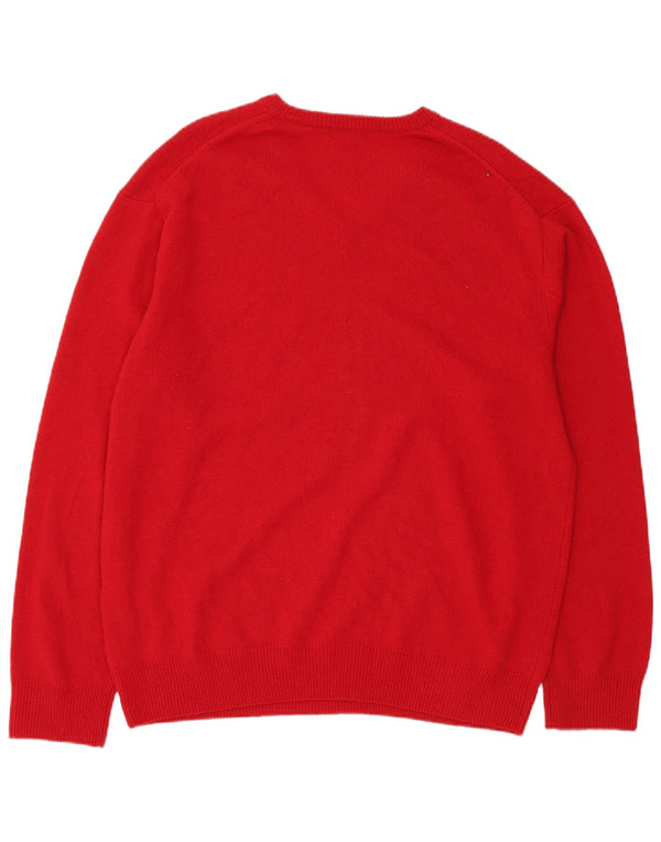 GANT Pull col en V pour homme 2XL Rouge Laine d'agneau