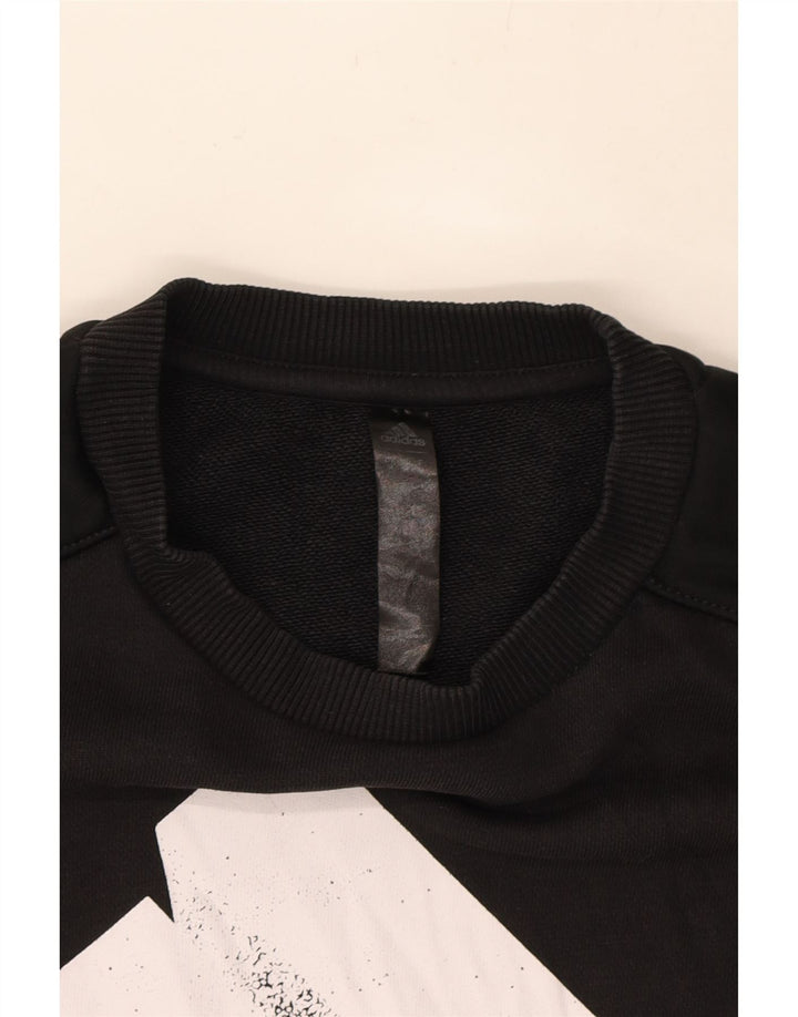 ADIDAS Mens Graphic Sweatshirt Jumper Medium Black Cotton