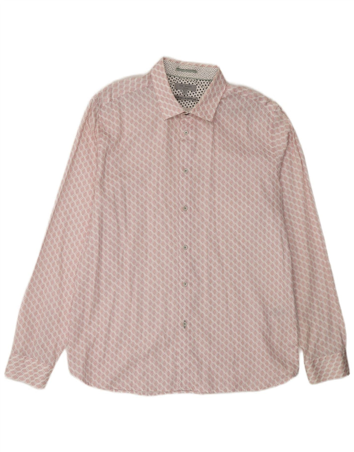 TED BAKER Chemise Homme Taille 6 2XL Coton Géométrique Rose