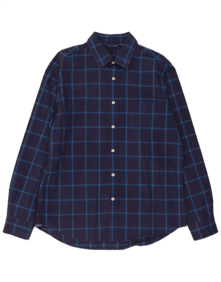 Chemise Boden Homme Grand Carreau Bleu Marine Coton