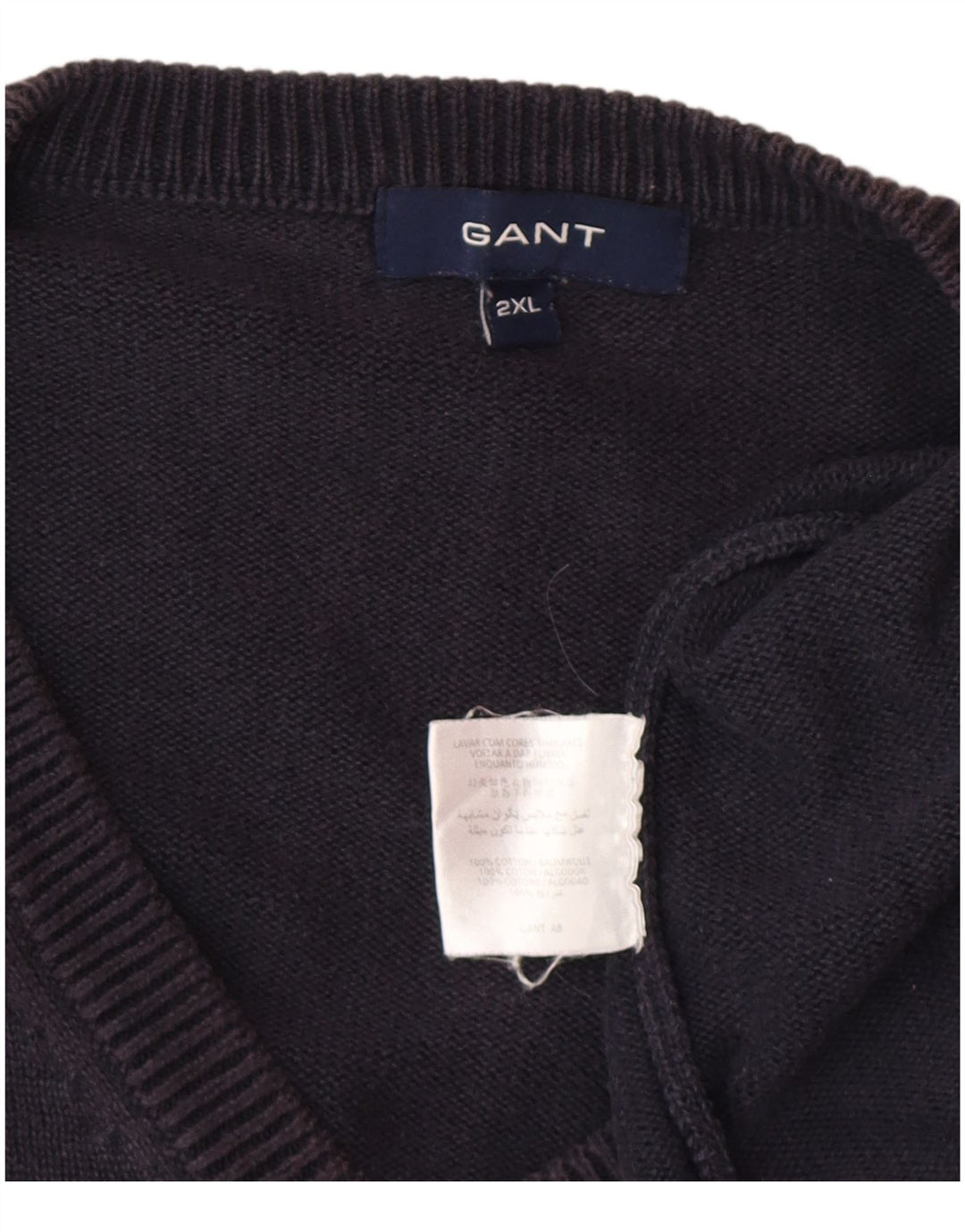 Gant Pull col V homme 2XL bleu marine coton