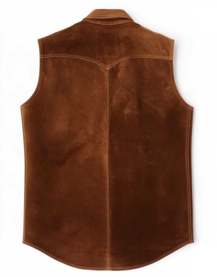 vintage Mens Daim Gilet UK 36 Petit Brun