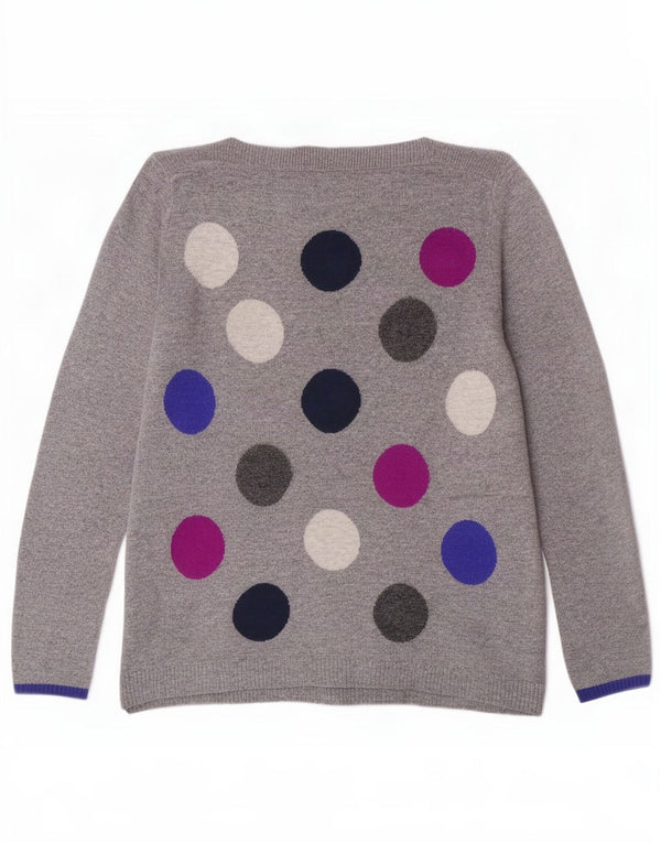 White Stuff Pull à col bateau pour femme UK 10 Petit Gris Géométrique