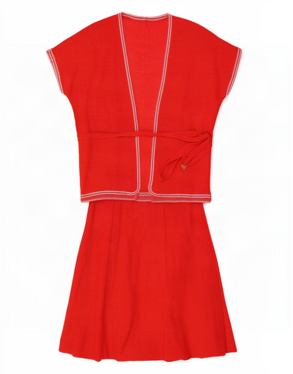 vintage Femme 2 Pièces Jupe Ensemble UK 12 Moyen W26 Rouge