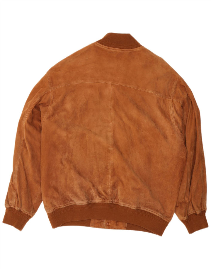 L.LAMBERTAZZI Blouson Bomber En Daim Homme IT 50 Grand Cuir Marron